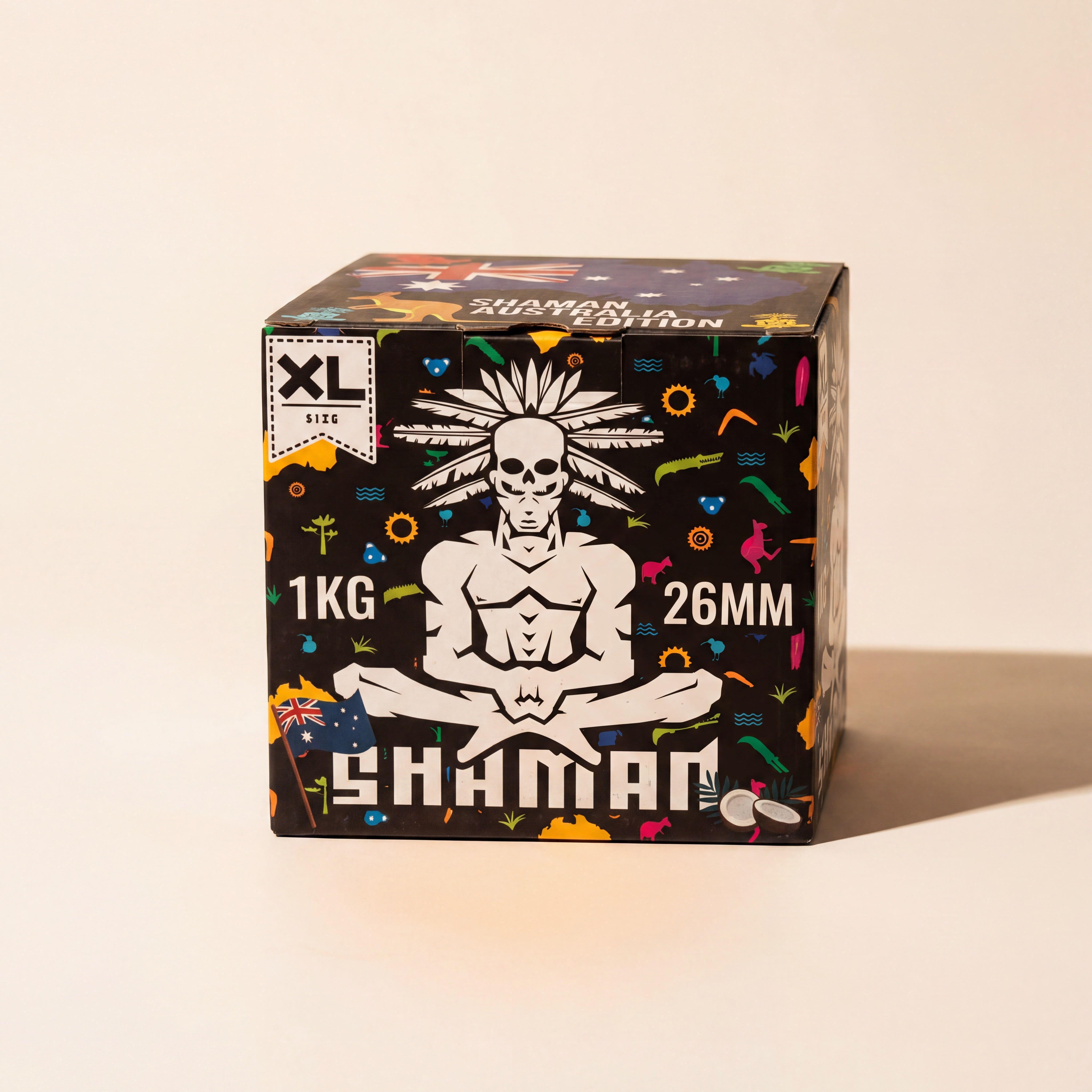 Shaman 26mm coconut shisha charcoal cubes, 1kg box — hookah charcoal collection at The Premium Way.