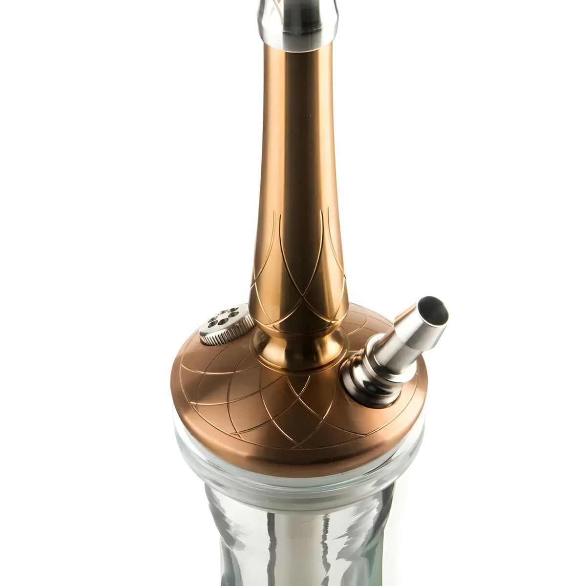 Close-up of the Hoob Go On Bronze Hookah stem with magnetic hose port
, image 5 of 7