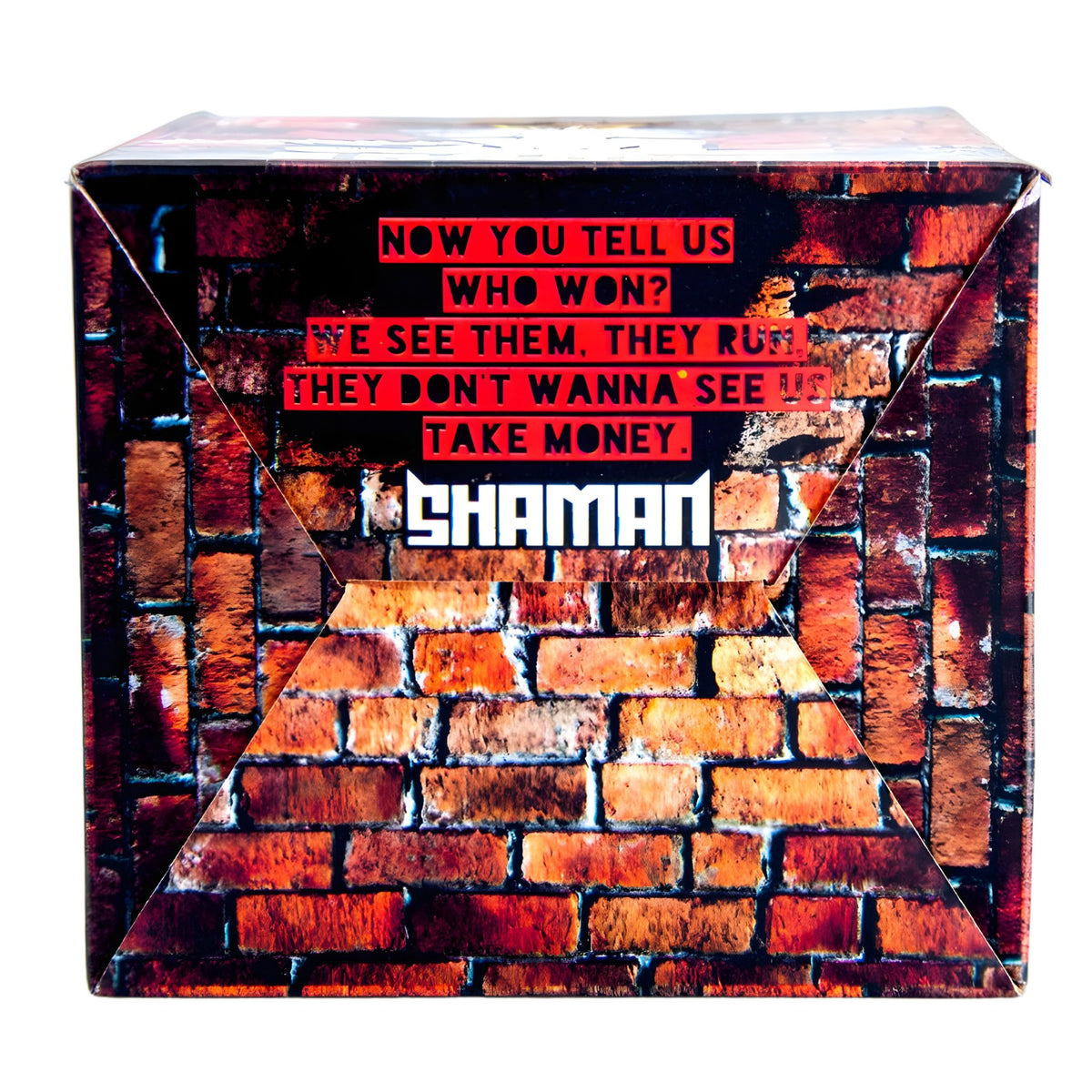 Shaman Coconut Charcoal packaging with bold quote on brick wall and Shaman logo, image 7 of 11