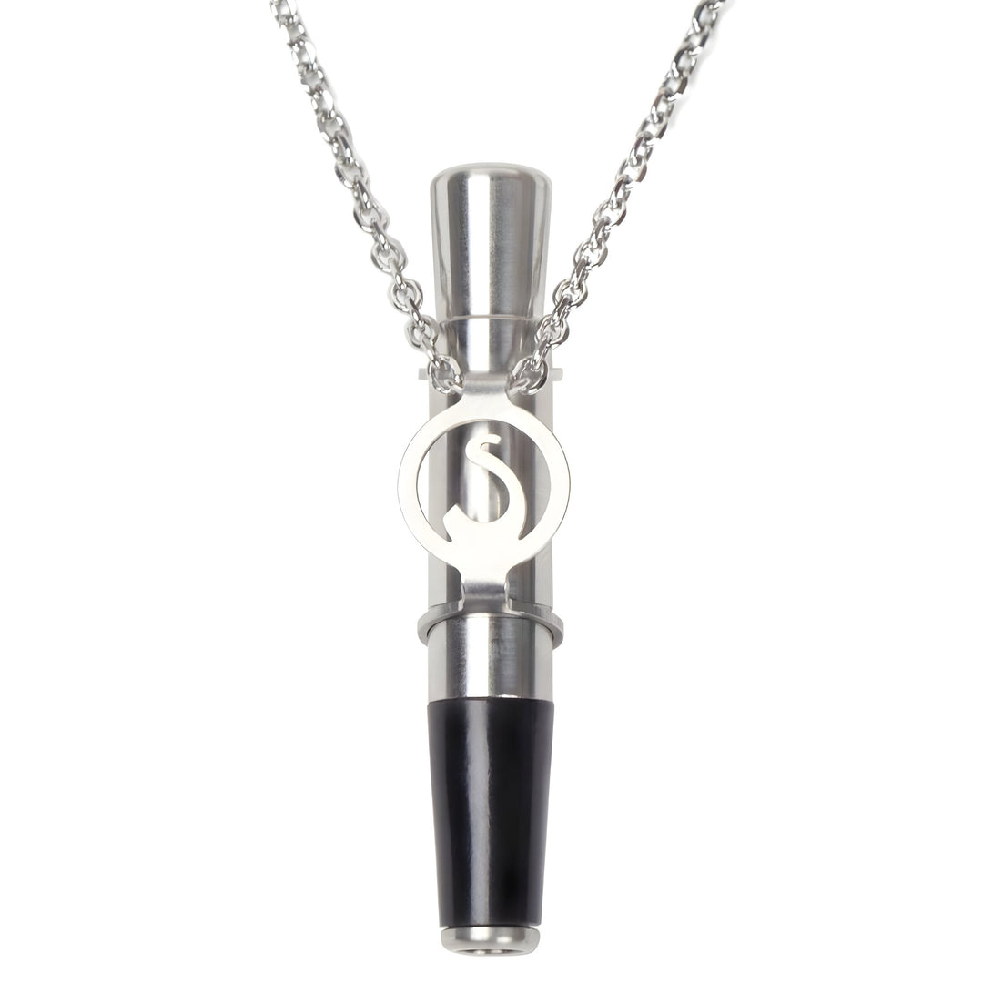 Steamulation Hygienic Mouthpiece with Stainless Steel Chain – Front View