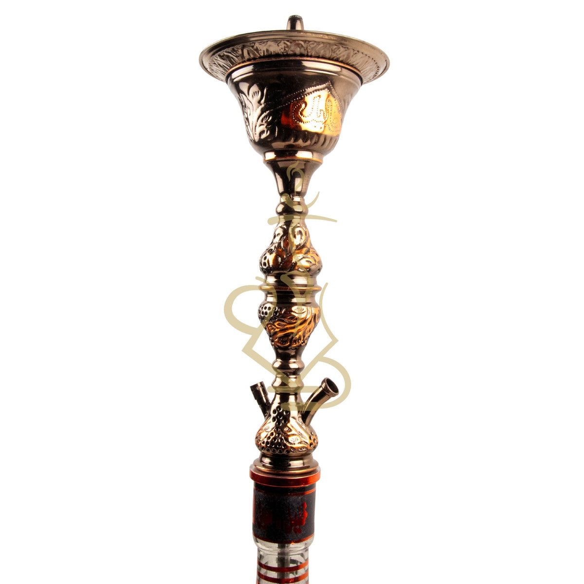 Top Half View of Khalil Mamoon 1566 Oxide Mismatch Hookah Showing Stem and Tray, image 7 of 21