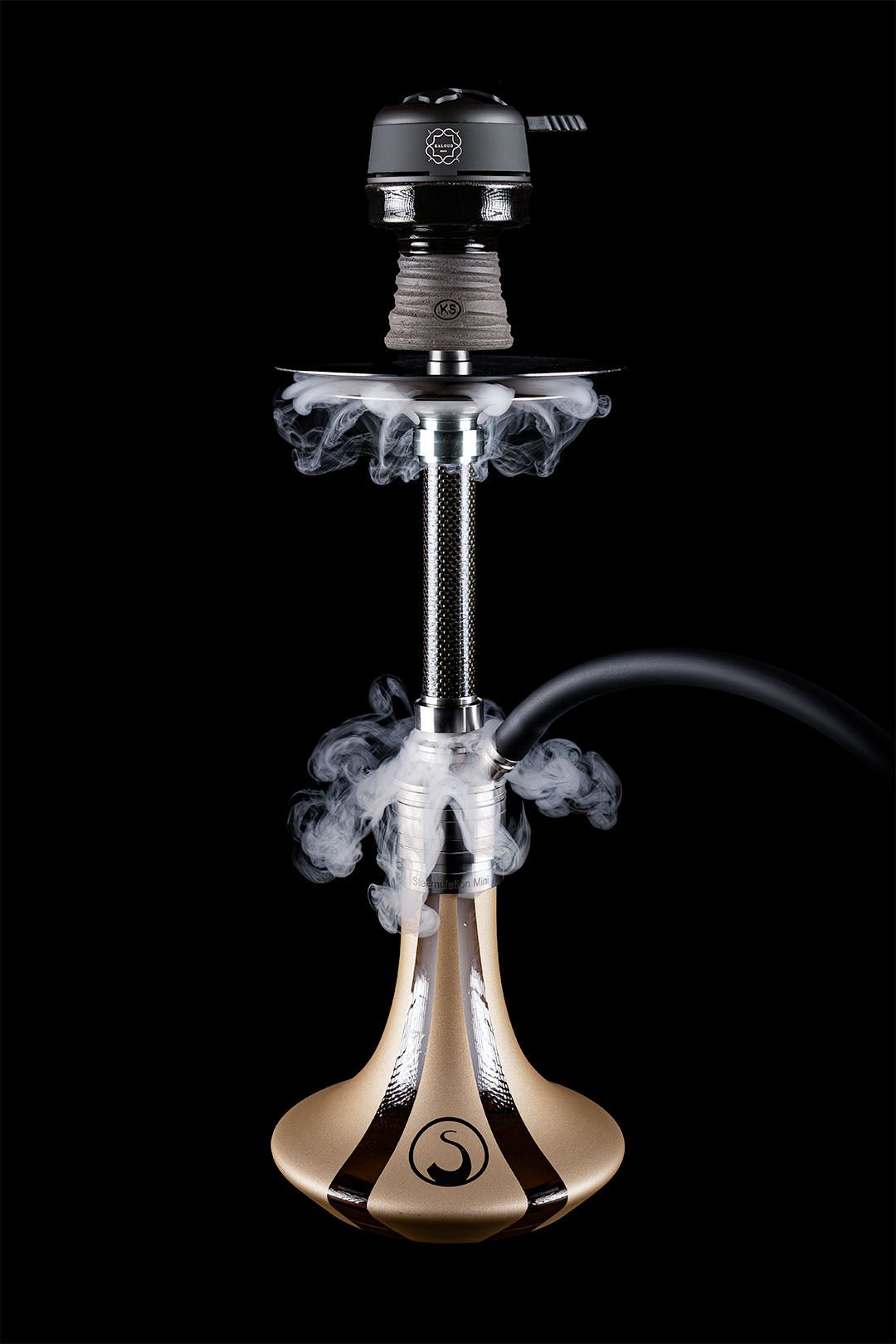 Steamulation X Blow Off Set in Carbon Black for Pro X Mini with smoke emitting from the top
, image 7 of 12