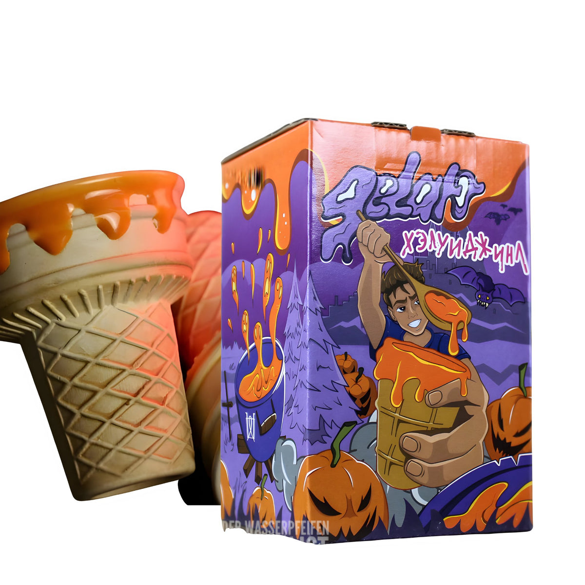 Werkbund Gelato Halloween Edition hookah bowl with themed packaging, showing pumpkin-coloured design
, image 9 of 10