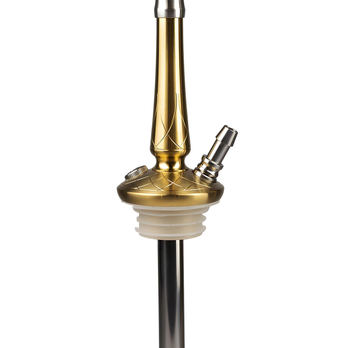 Close-up of the Hoob Go On Gold Hookah stem with magnetic hose port
, image 6 of 8