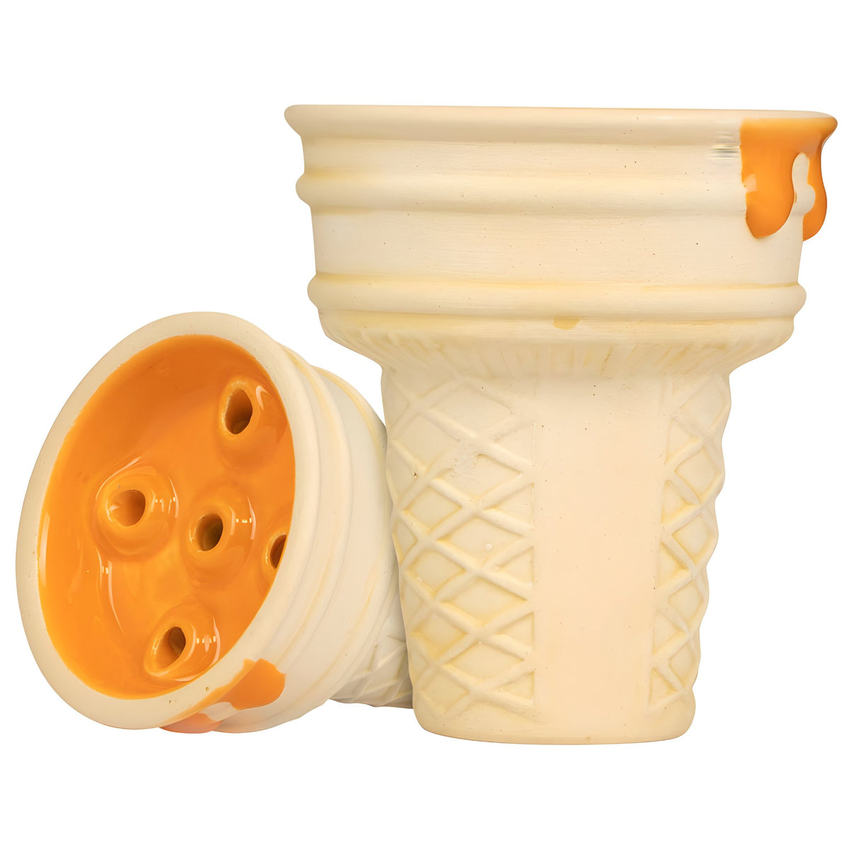 Side view of Werkbund Gelato Halloween Edition hookah bowl highlighting the ice cream cone texture
, image 7 of 10