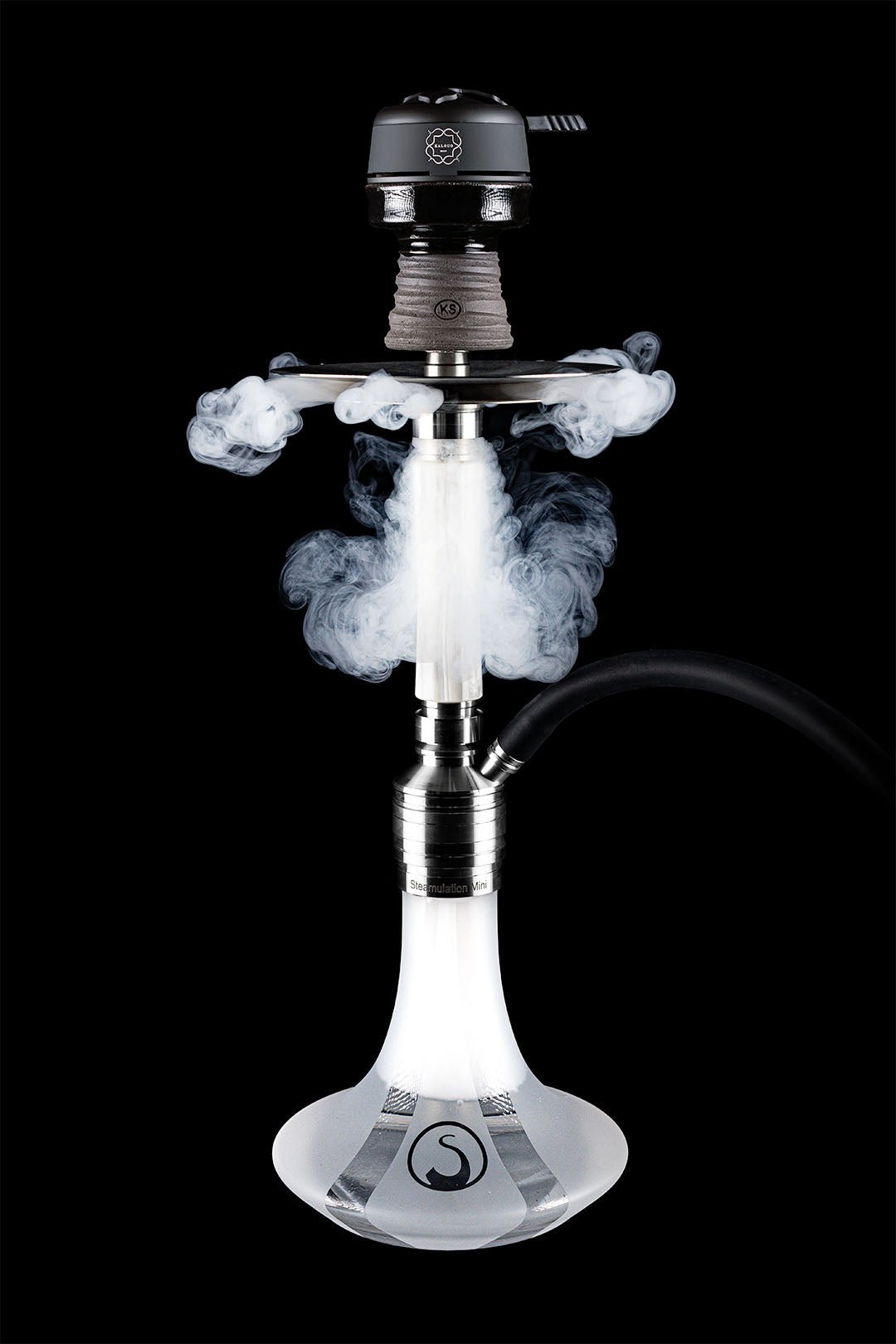 Steamulation X Blow Off Set in Epoxy Marble White for Pro X Mini with smoke flowing from the top
, image 10 of 12