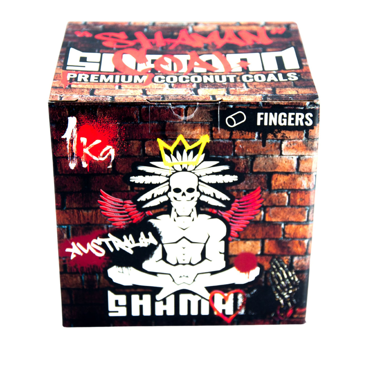 Close-up of Rockstar Shaman Fingers Coconut Charcoal graphic with bold 1kg label, image 4 of 11