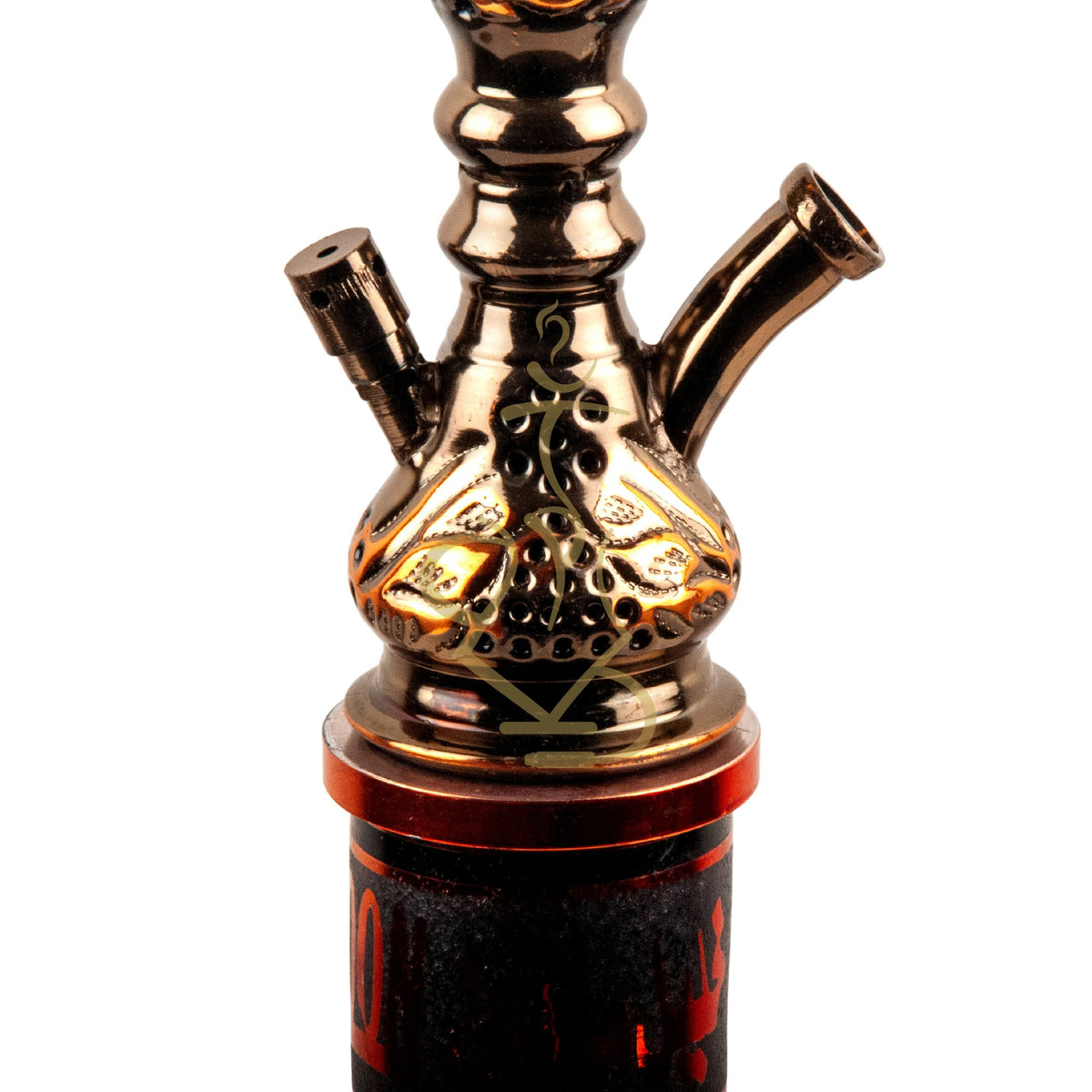 Close-up of Khalil Mamoon 1566 Oxide Mismatch Hookah Neck with Brass Detailing, image 14 of 21