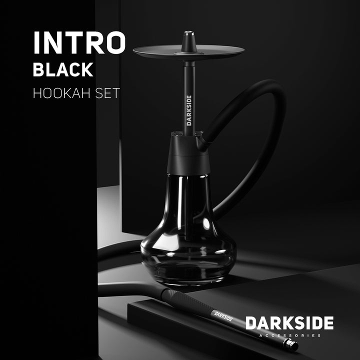Darkside Intro Hookah in black with original glass base and magnetic hose connector