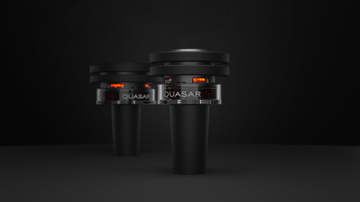 Quasar Petit Raas 2 and original Raas 2 both glowing with coals, side by side comparison
, image 11 of 13