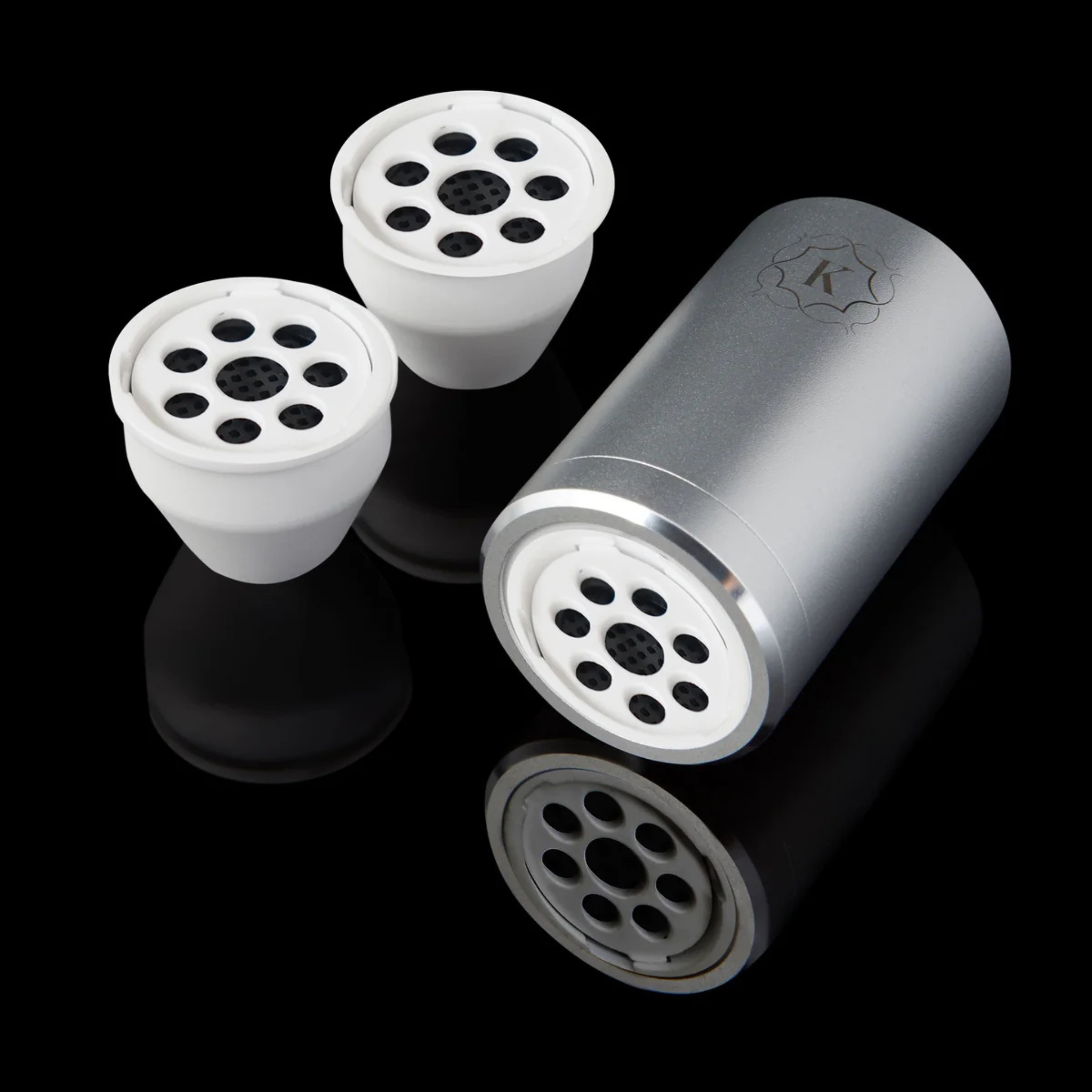 Kaloud Ayara Large Carbon Filter Adapter in Argis Silver with 3 pods


