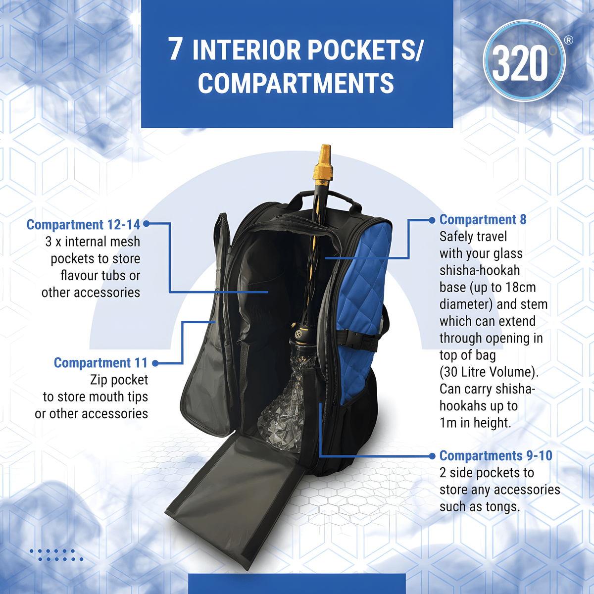 320° Hookah Travel Bag – Shisha Storage Backpack Bag | The Premium Way, image 12 of 16