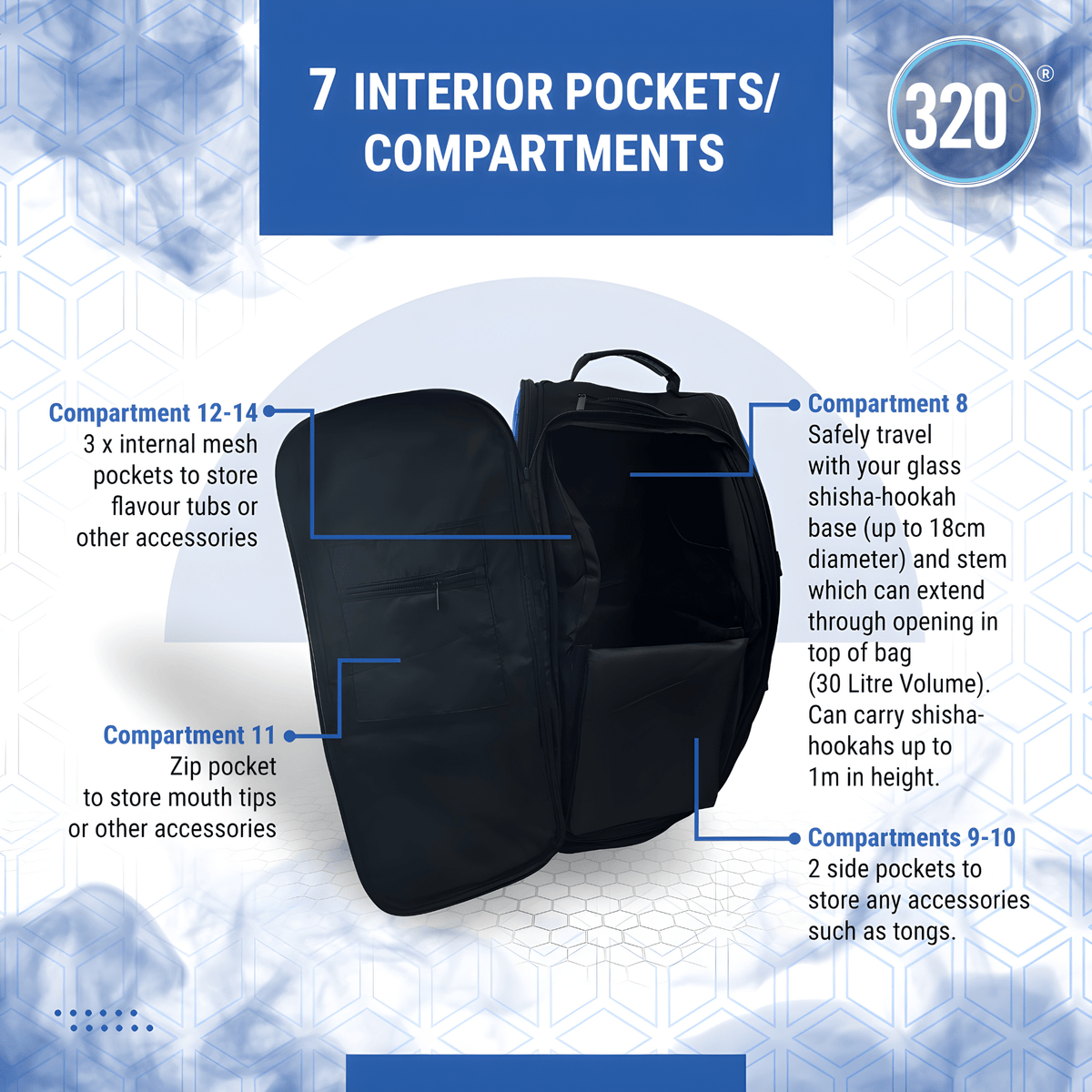 320° Hookah Travel Bag – Shisha Storage Backpack Bag | The Premium Way, image 13 of 16