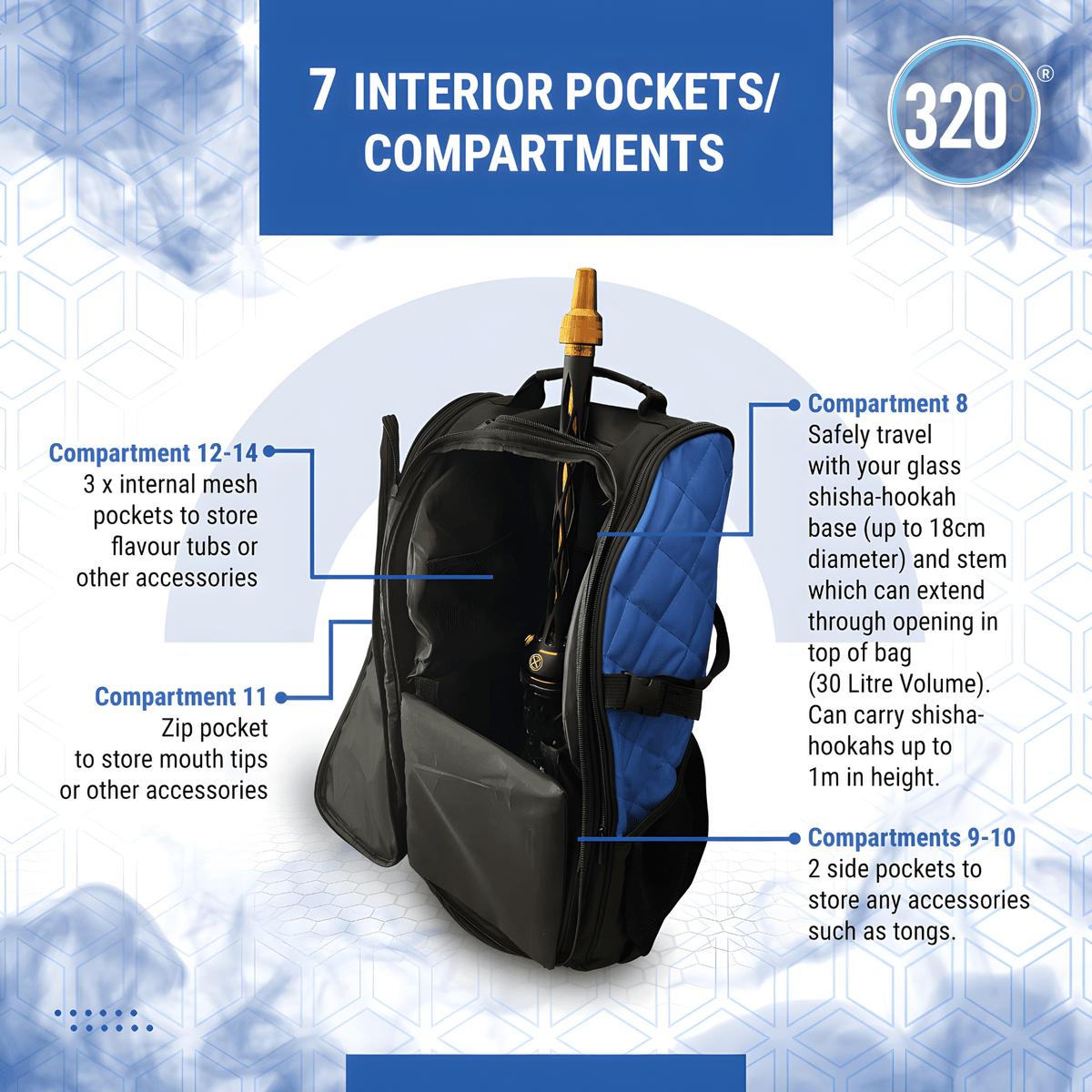 320° Hookah Travel Bag – Shisha Storage Backpack Bag | The Premium Way, image 11 of 16