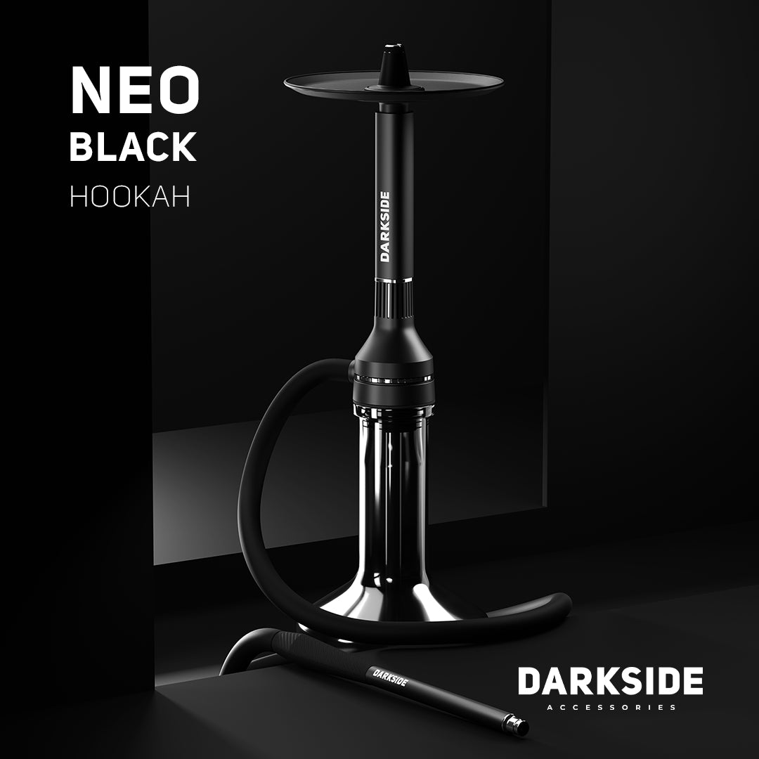 Darkside Neo Hookah black with smoky D-Glass base and magnetic hose connector