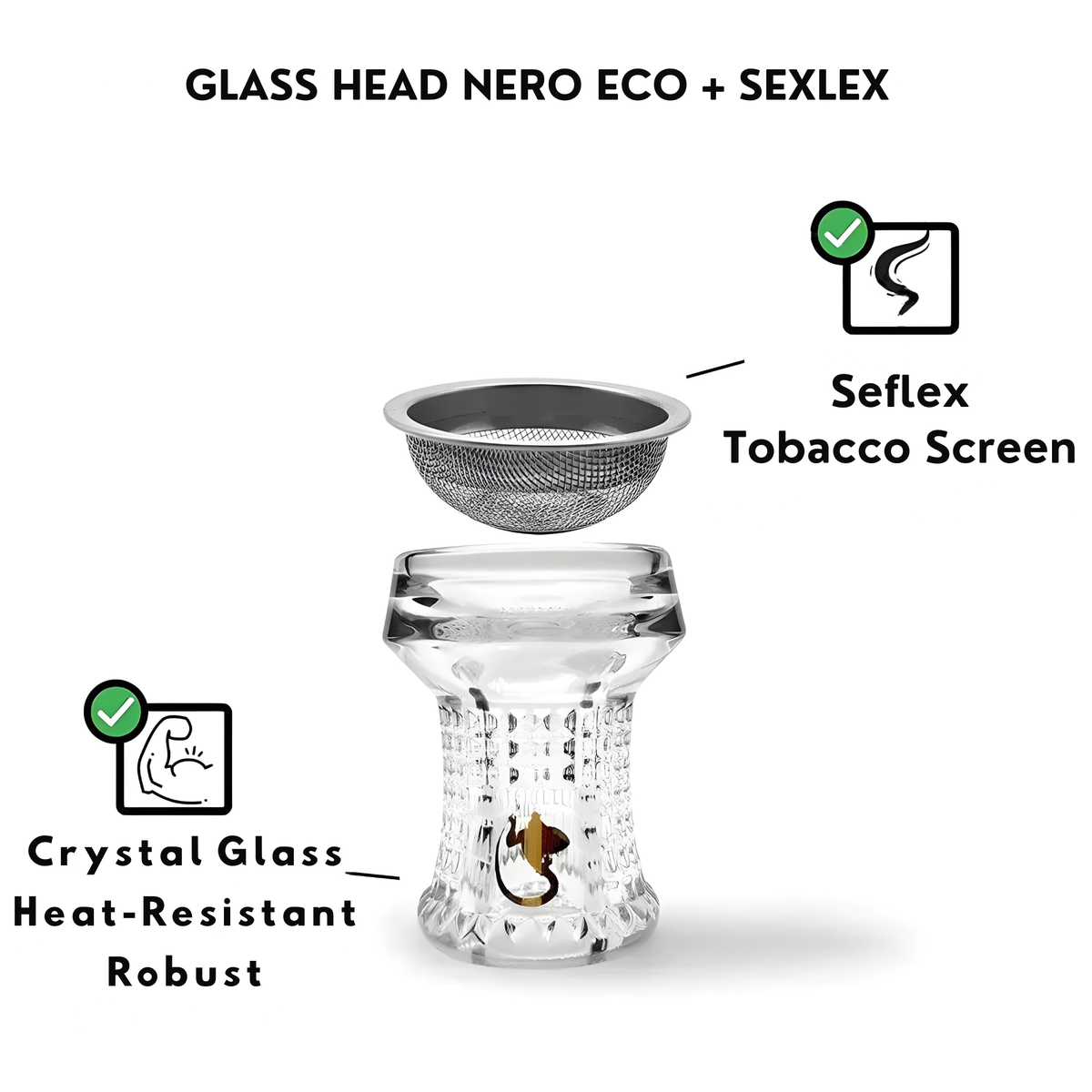 Dschinni Nero Glass Shisha Bowl with Seflex, image 5 of 9