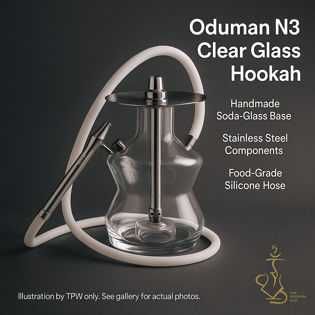 Oduman N3 Glass Shisha – Compact 28 cm, Diffuser, LED