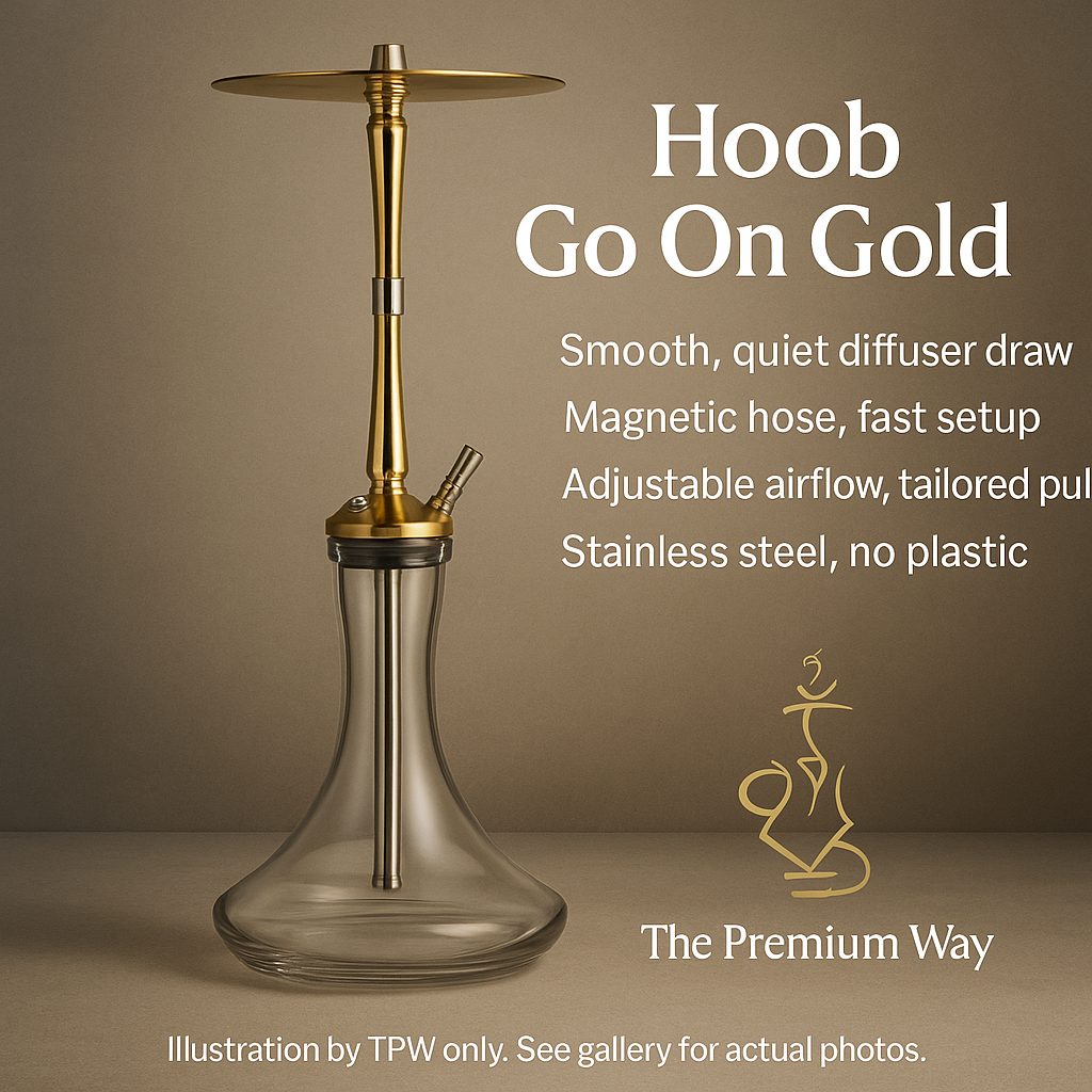 Hoob Go On Gold Stainless Steel Shisha Pipe, image 3 of 8