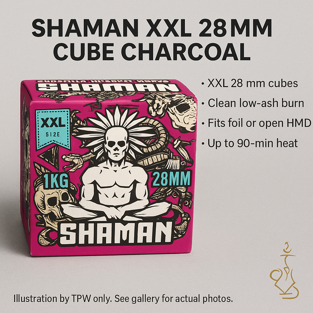 Shaman 28mm XXL Big Cubes Coals – Long, Low-Ash Burn