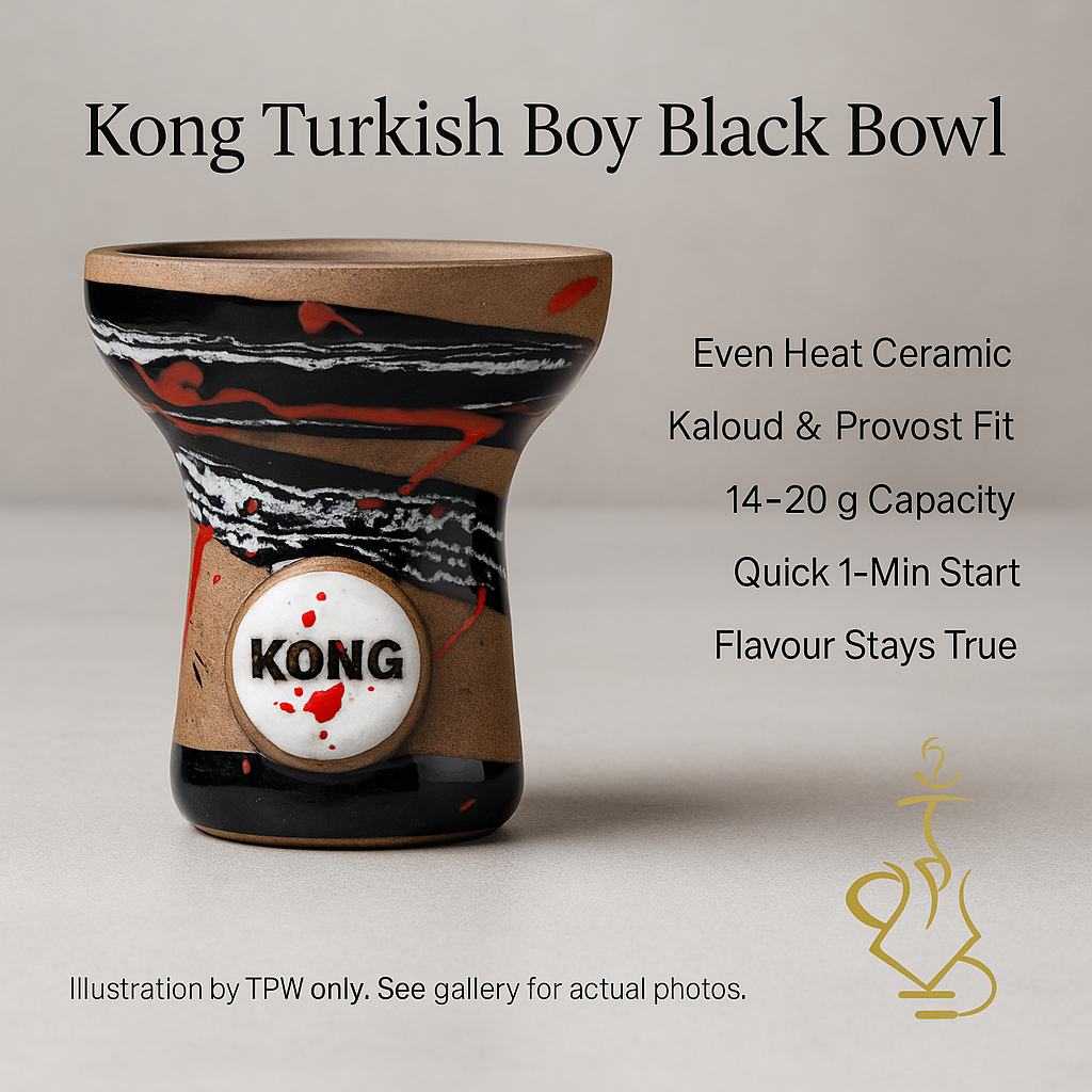 Kong Turkish Boy Black Bowl – 14–18 g Ceramic, Kaloud/Provost Fit