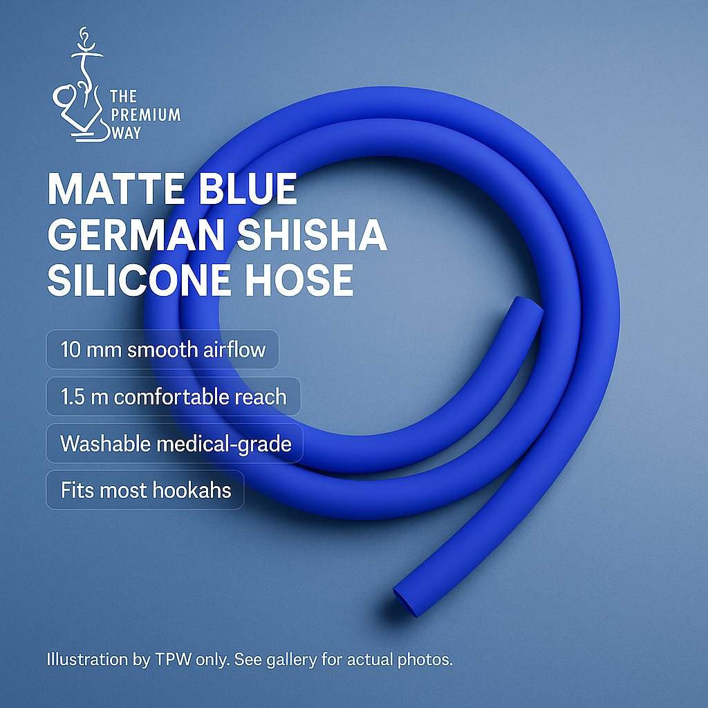 Essentials Silicone Shisha Hose – Matte Blue, 1.5 m