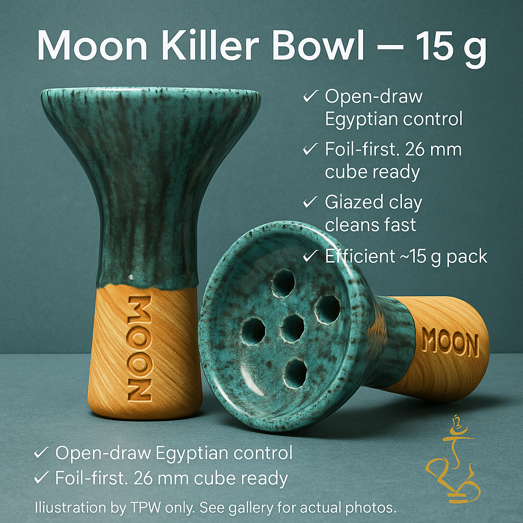 Moon Killer Shisha Bowl Egyptian Glazed Clay, image 4 of 5