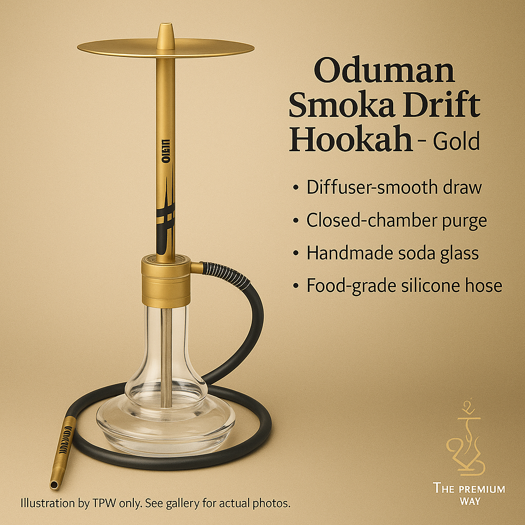 Oduman Smoke Drift Shisha – Gold Anodised, Closed-Chamber