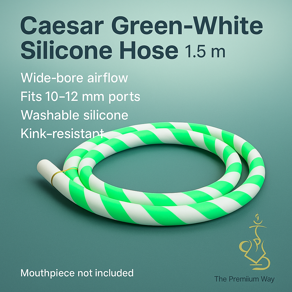 Caesar Green-White Silicone Shisha Hose, image 3 of 7
