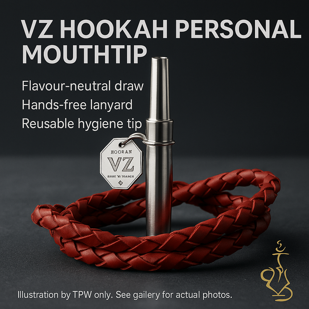 VZ Hookah Personal Mouthtip – Red Leather & Stainless Steel