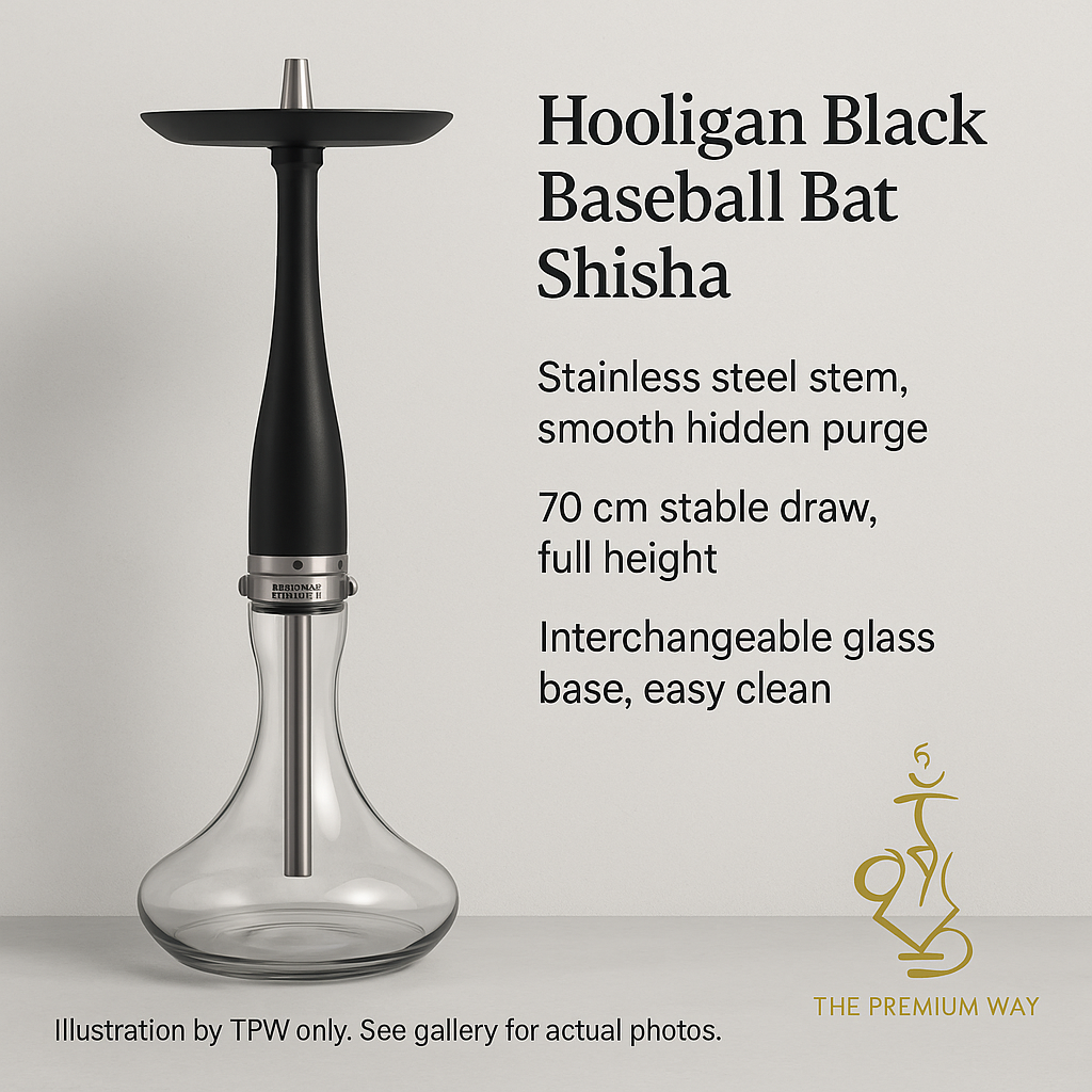 Hooligan Black Baseball Bat Shisha Pipe, image 3 of 30