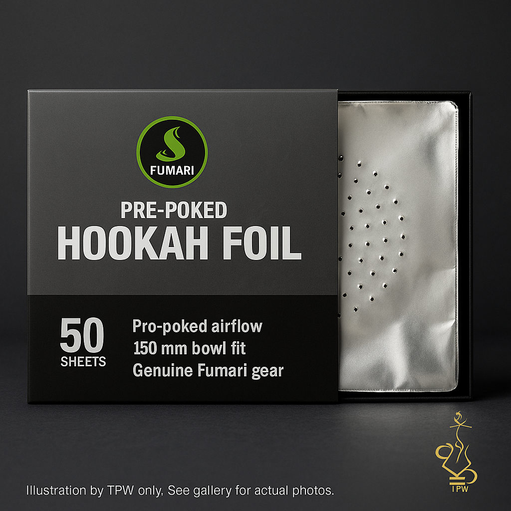 Fumari Hookah Foil Sheets – Pre-Cut & Pre-Poked, 50 Pack
