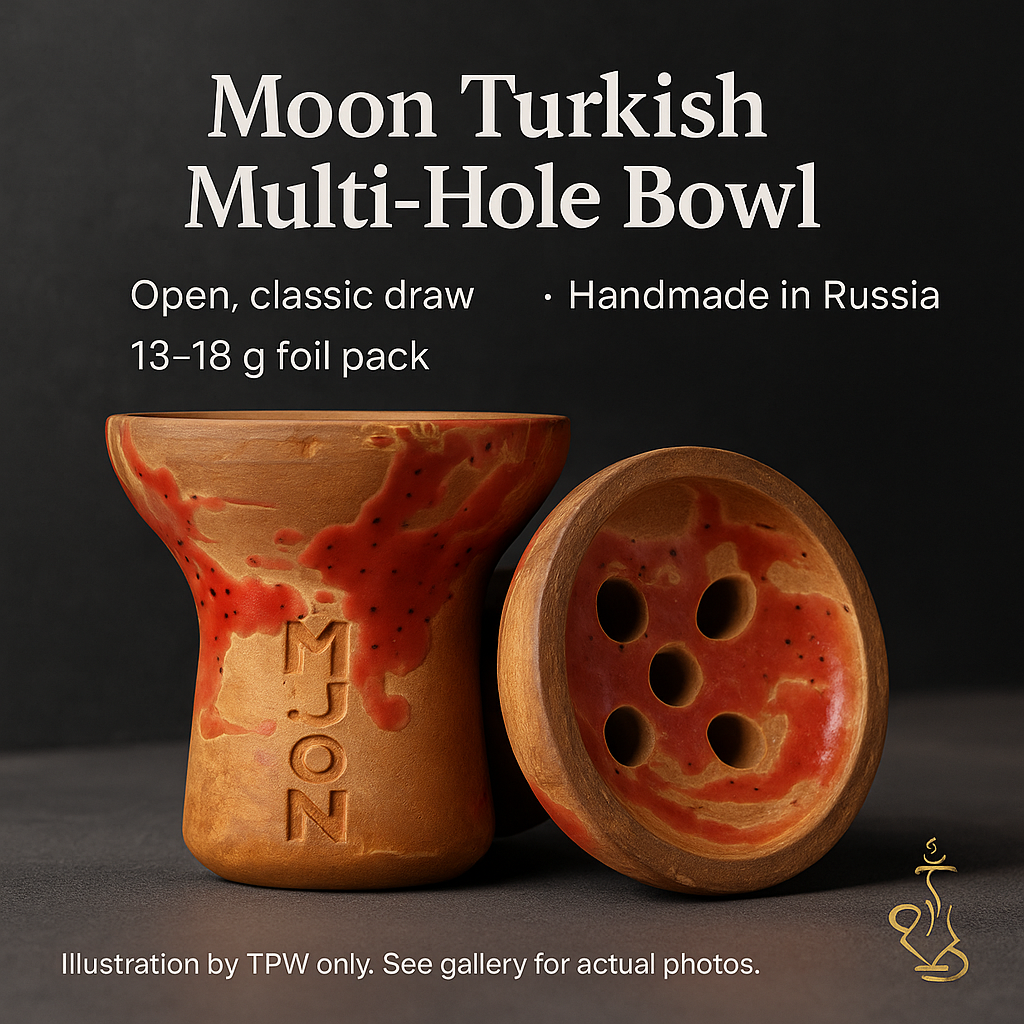 Moon Turkish Shisha Bowl Glazed Clay, image 3 of 5