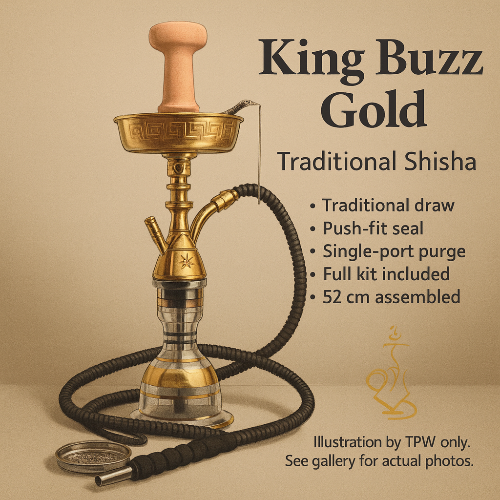 King Buzz Gold Traditional Shisha 52cm Kit, image 2 of 14
