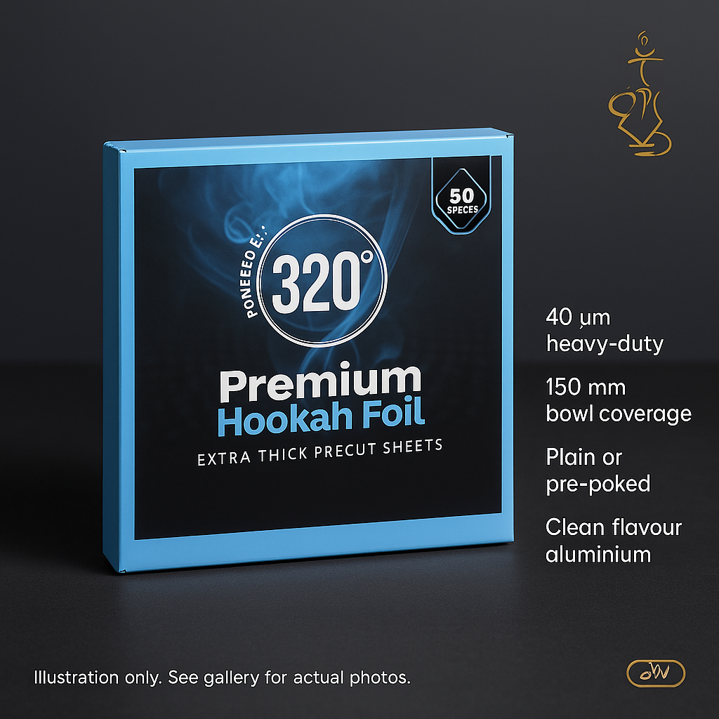 320° Shisha Foil 50-Pack – 40 µm Heavy-Duty, Plain or Pre-Poked