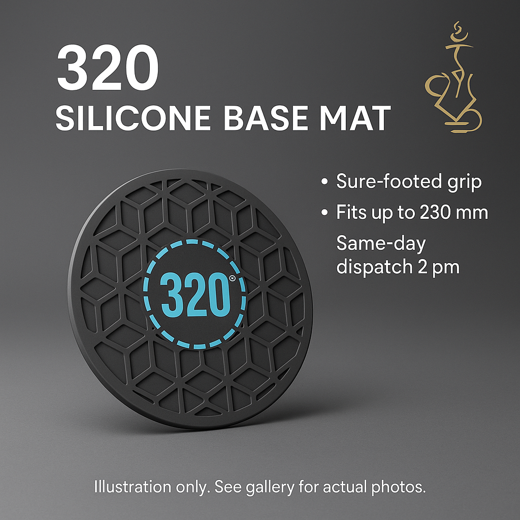 320° Hookah Base Mat — Non-Slip 230 mm, Black-Blue Cube
