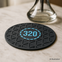 320° Hookah Base Mat — Non-Slip 230 mm, Black-Blue Cube