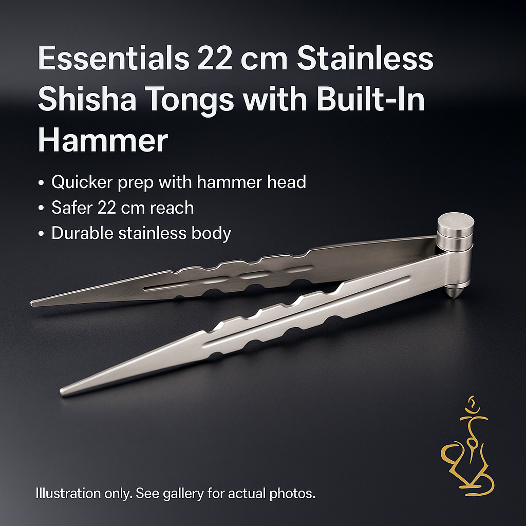Essentials 22 cm Stainless Shisha Tongs with Built-In Hammer