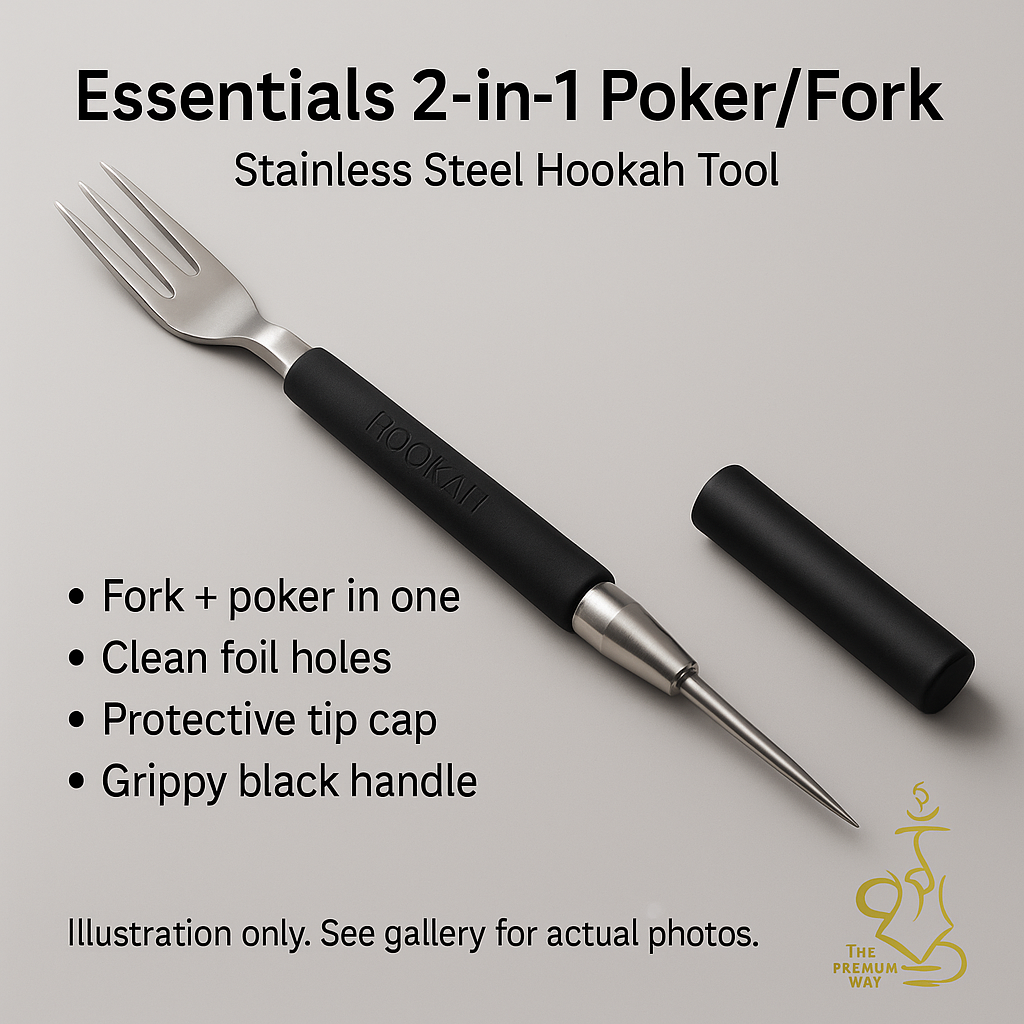 Essentials 2-Ended Hookah Tool — 17 cm stainless poker + fork