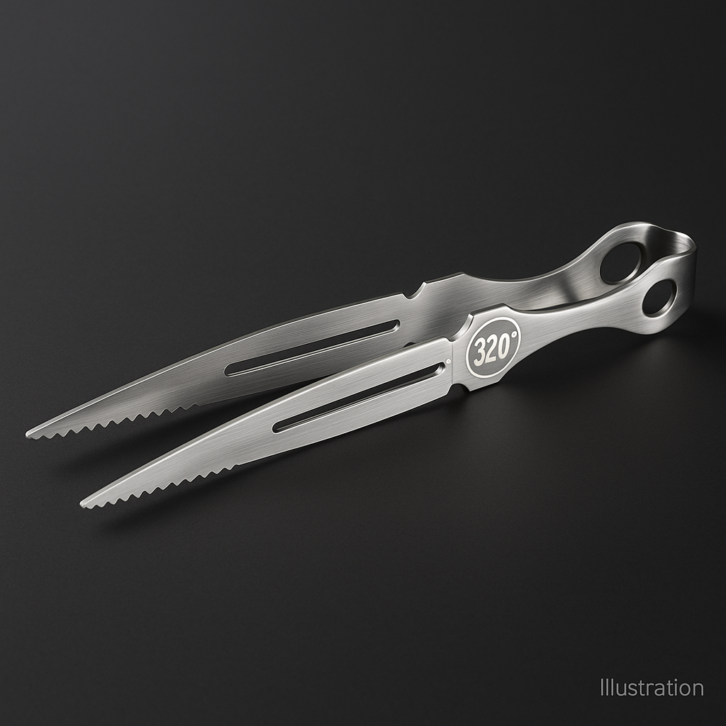 320° Shisha Tongs — 25 cm stainless grip for safer coal moves