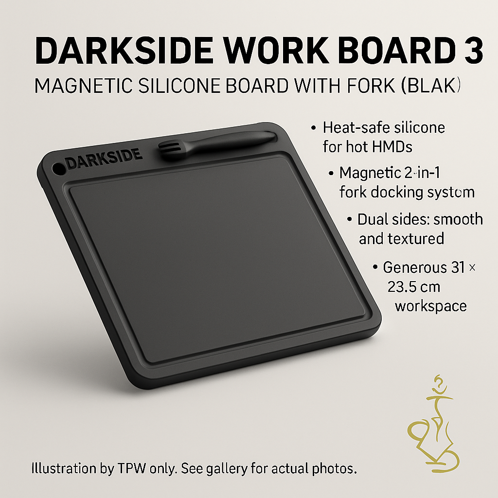 Darkside Work Board 3.0 — Two-Sided Magnetic Prep Mat with 2-in-1 Fork