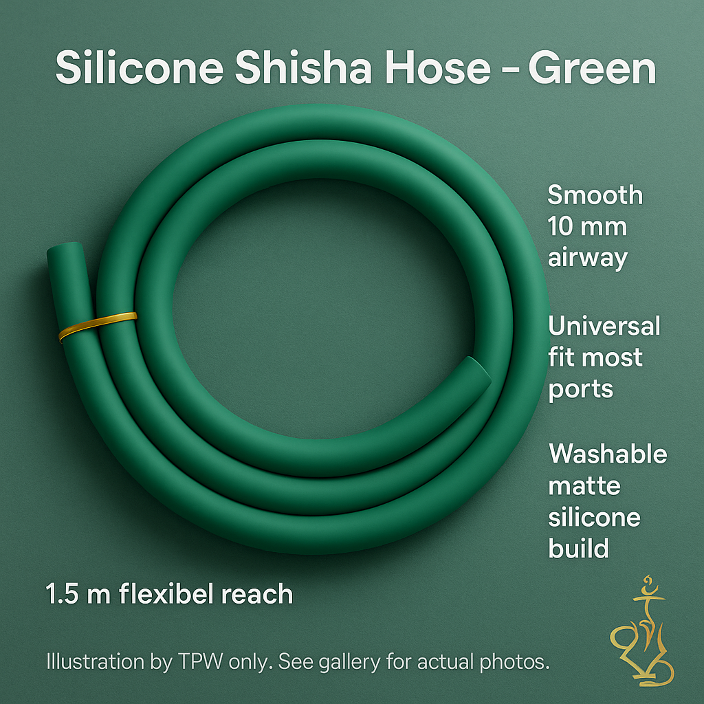 Green Silicone Hookah Hose – 1.5 m, Washable