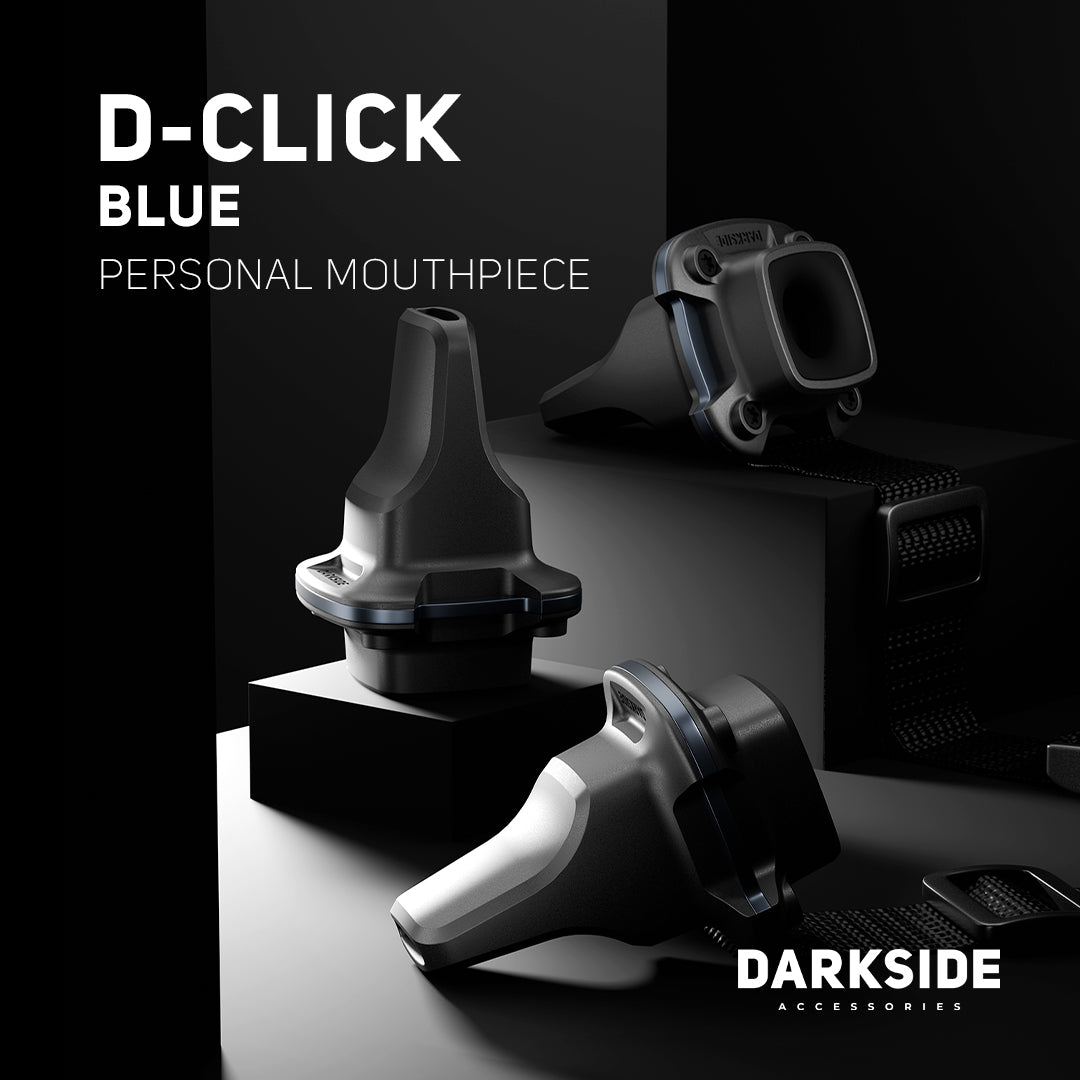 Darkside D-Click blue personal mouthpiece with lanyard (POM body, silicone insert)