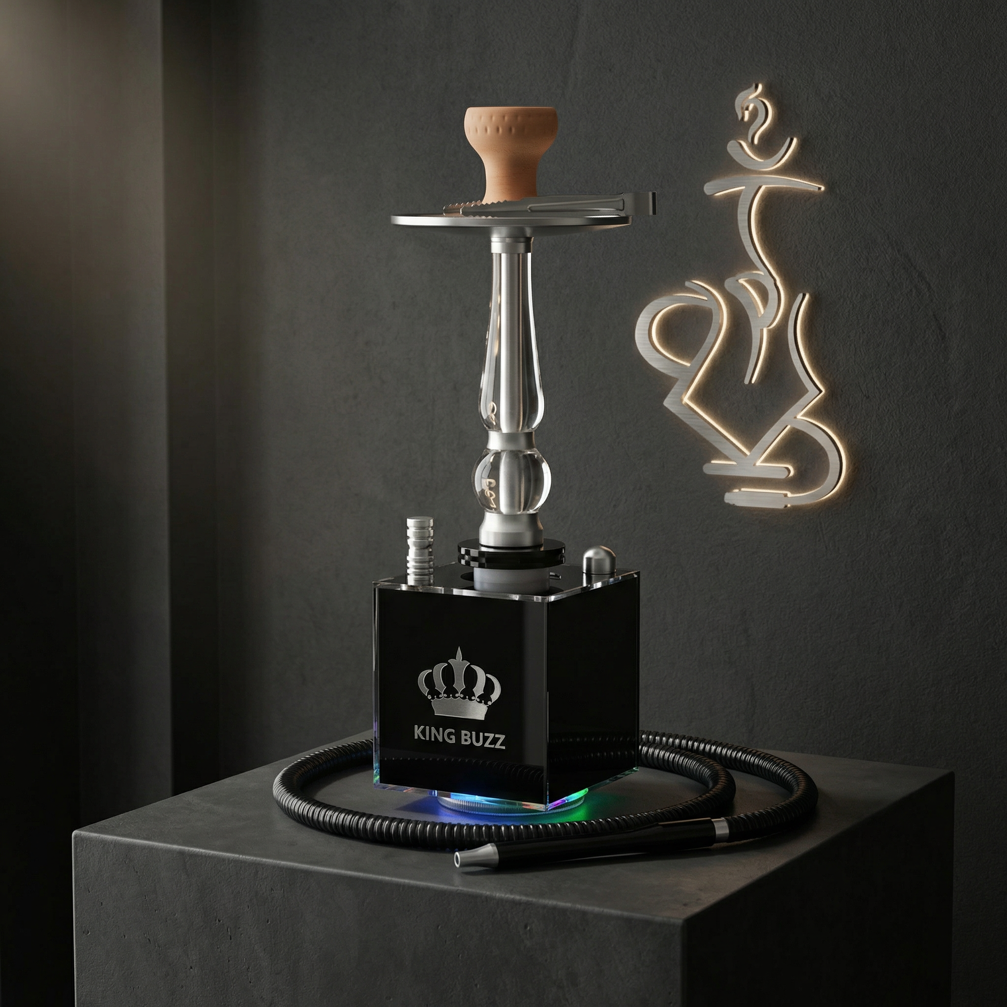 King Buzz 50cm Cube Shisha with Diffuser & LED Light