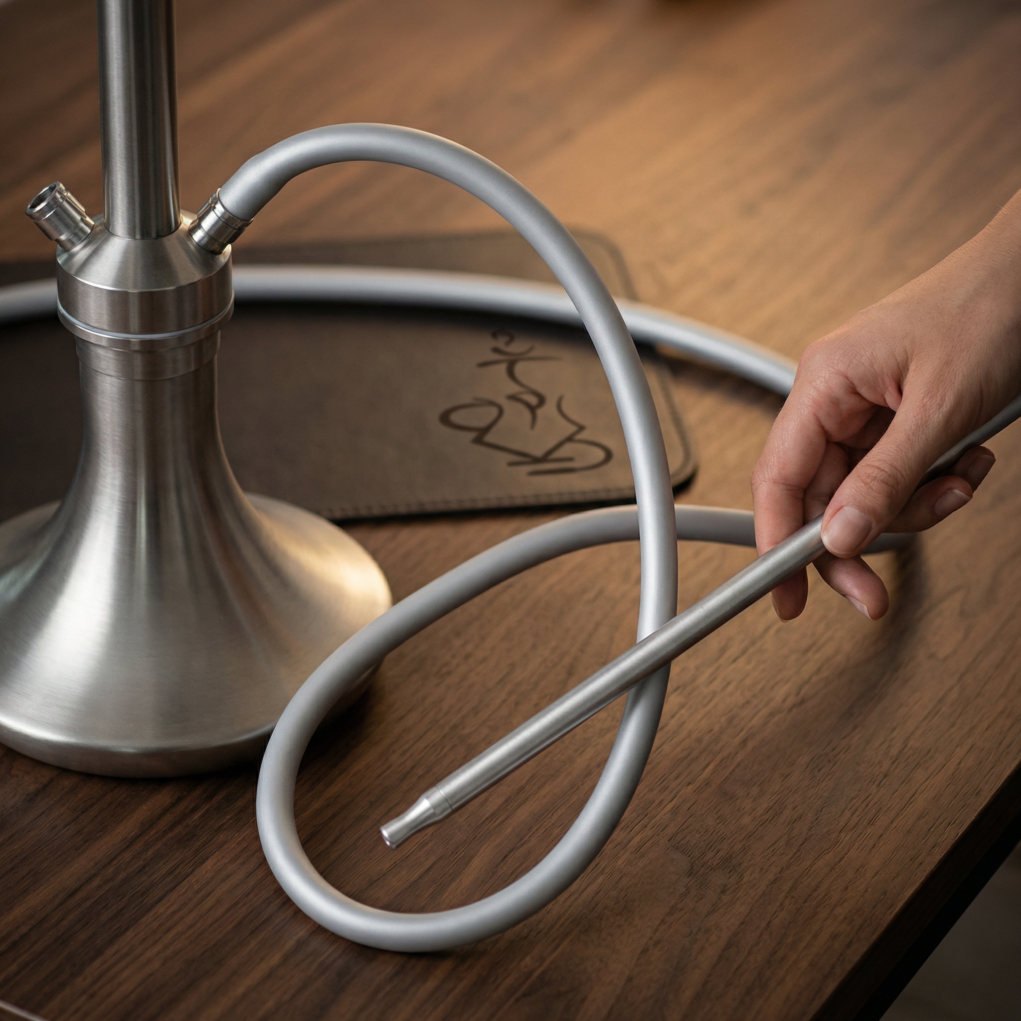 Blade Hookah Soft Touch Silicone Hose Silver