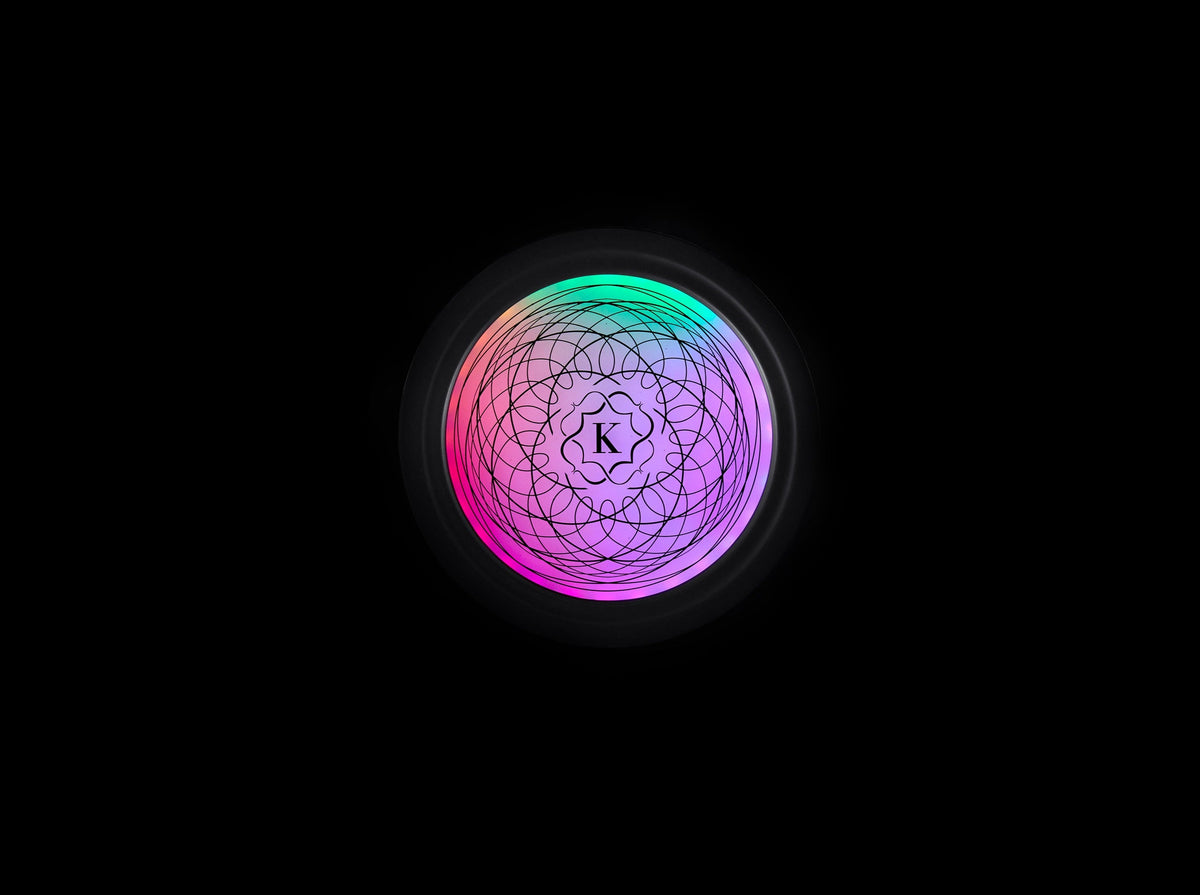 Kaloud Selestia LED light glowing in rainbow colours, seen from above, image 8 of 8
