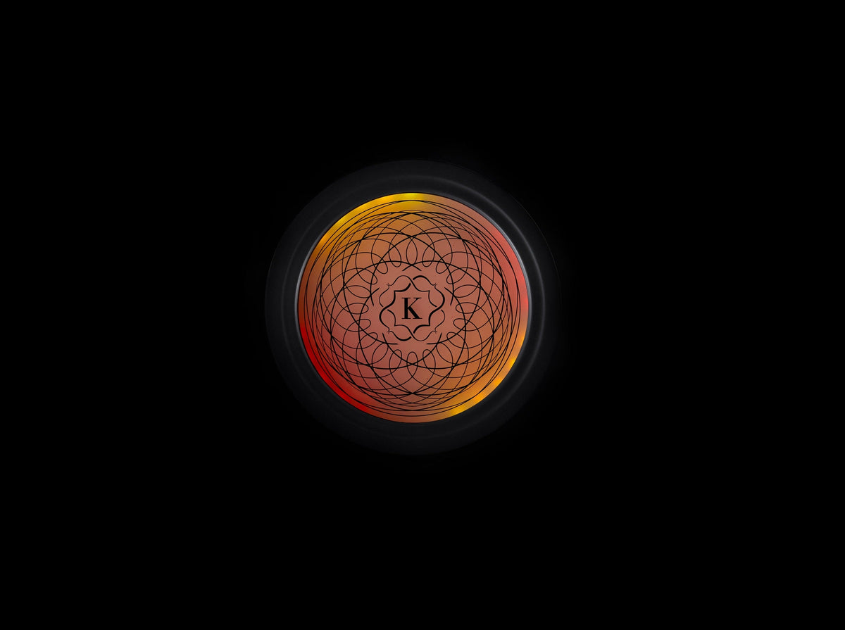 Kaloud Selestia LED light glowing orange, seen from above, image 7 of 8