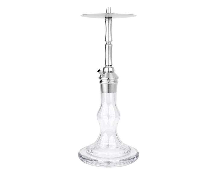 AEON Edition 6 Lounge Plus clear glass shisha with stainless steel stem and single hose port