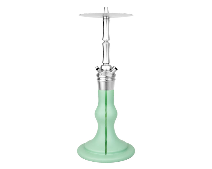 AEON Edition 6 Premium Plus shisha in Mint Velvet, full stainless steel stem and glass base view