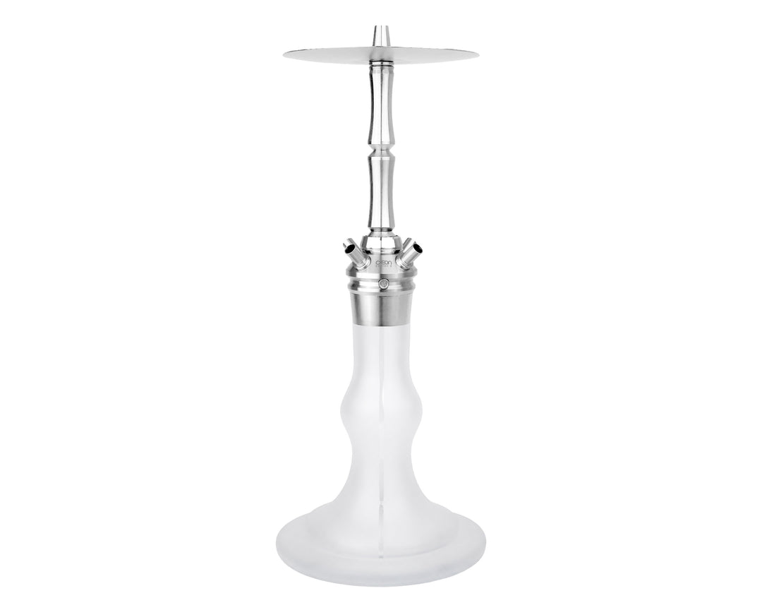 AEON Edition 6 Premium Plus white frosted glass base with stainless steel stem and hose ports