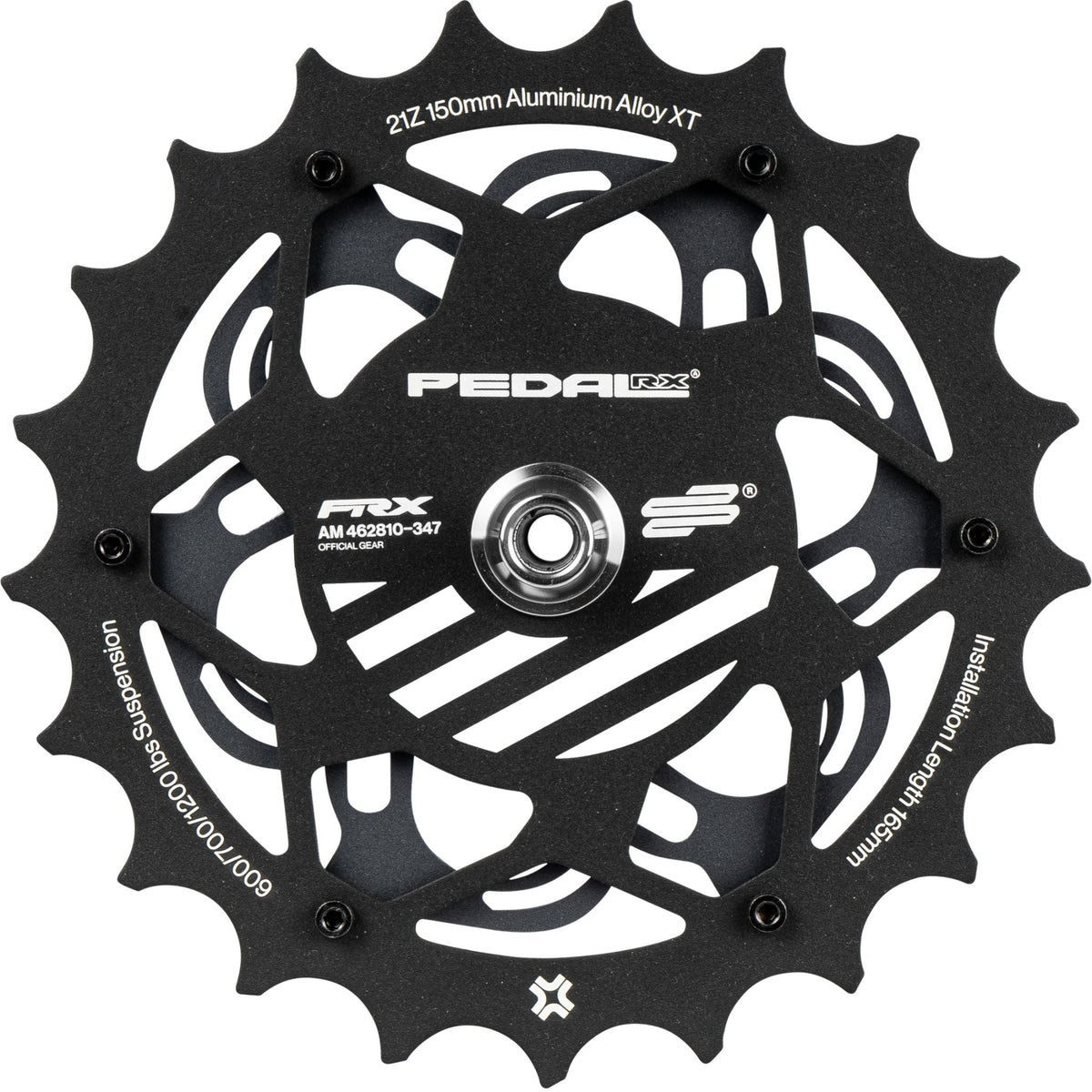 Amotion Pedal RX Slate charcoal plate top — black aluminium chainring with grey highlights and Pedal RX cycling-spec engraving, image 3 of 6
